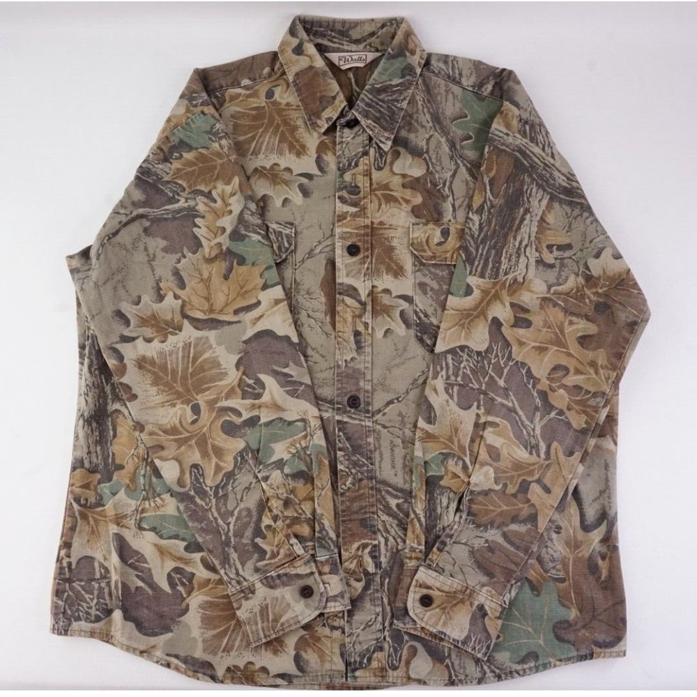 WALLS Button Front Shirt Jacket Camo Men's